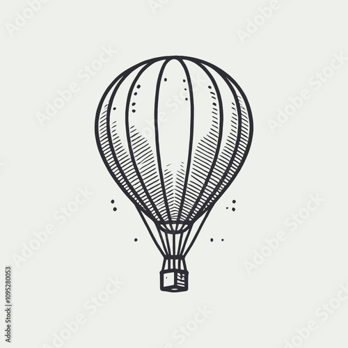 Minimalist hot air balloon vector illustration