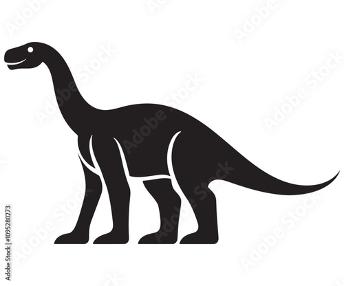 Barosaurus Silhouette on White Background, Minimalist Barosaurus Dinosaur Silhouette, Barosaurus Silhouette Sticker Set, Barosaurus Silhouette Logo Design.