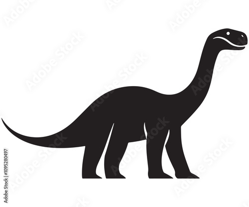 Barosaurus Silhouette on White Background, Minimalist Barosaurus Dinosaur Silhouette, Barosaurus Silhouette Sticker Set, Barosaurus Silhouette Logo Design.