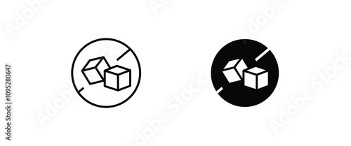 No Sugar free, sugar cubes, no sugar added product package line and flat icons set, editable stroke isolated on white, linear vector outline illustration, symbol logo design style