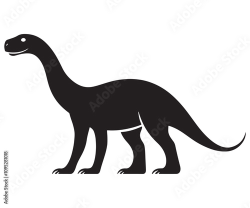 Barosaurus Silhouette on White Background, Minimalist Barosaurus Dinosaur Silhouette, Barosaurus Silhouette Sticker Set, Barosaurus Silhouette Logo Design.