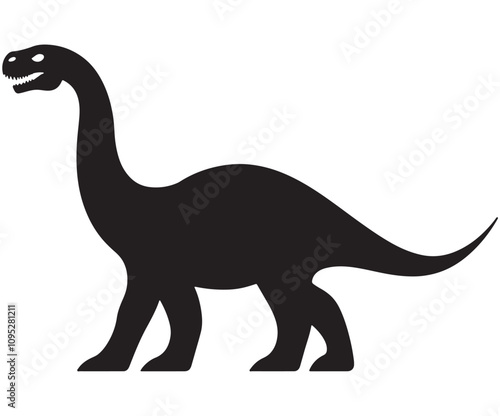 Barosaurus Silhouette on White Background, Minimalist Barosaurus Dinosaur Silhouette, Barosaurus Silhouette Sticker Set, Barosaurus Silhouette Logo Design.
