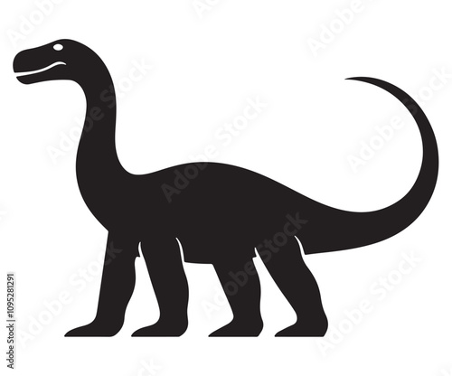 Barosaurus Silhouette on White Background, Minimalist Barosaurus Dinosaur Silhouette, Barosaurus Silhouette Sticker Set, Barosaurus Silhouette Logo Design.