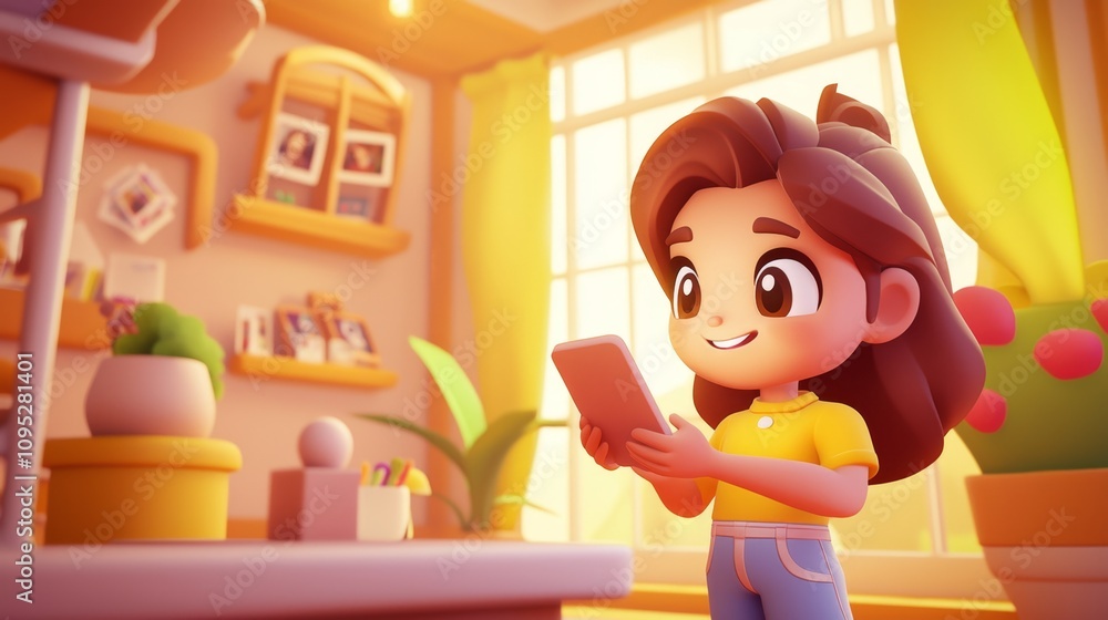 Social Media Memory Reminders Pastel colored 3D cartoon style illustration.