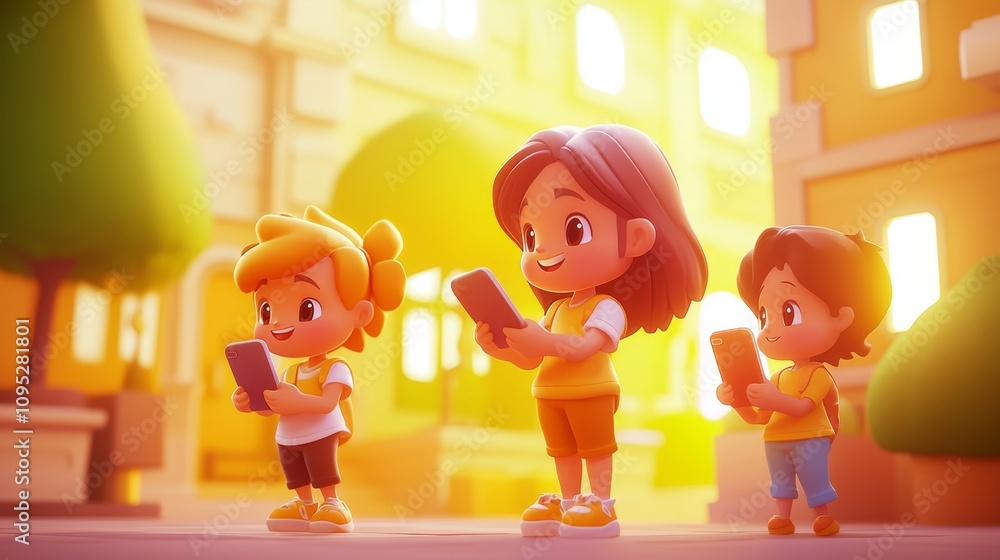 Online Contest Participation Pastel colored 3D cartoon style illustration.