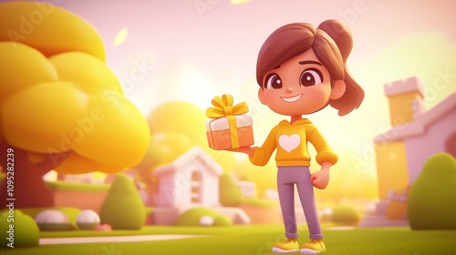 Obraz na płótnie Influencer Hosting Giveaway Pastel colored 3D cartoon style illustration. w salonie