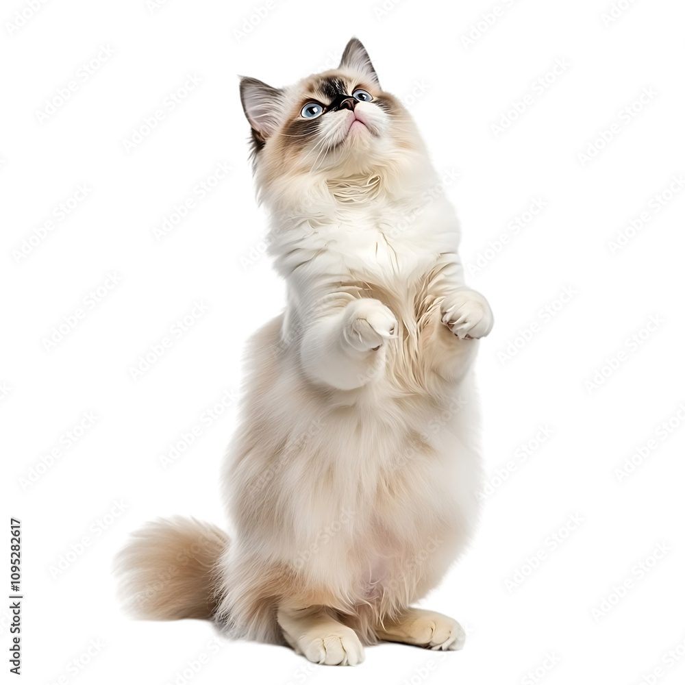 Obraz premium Full body shot of Ragdoll Cat standing isolated transparent background