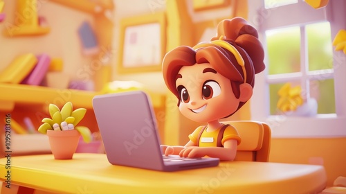 Obraz na płótnie Laptop Work Pastel colored 3D cartoon style illustration. w salonie