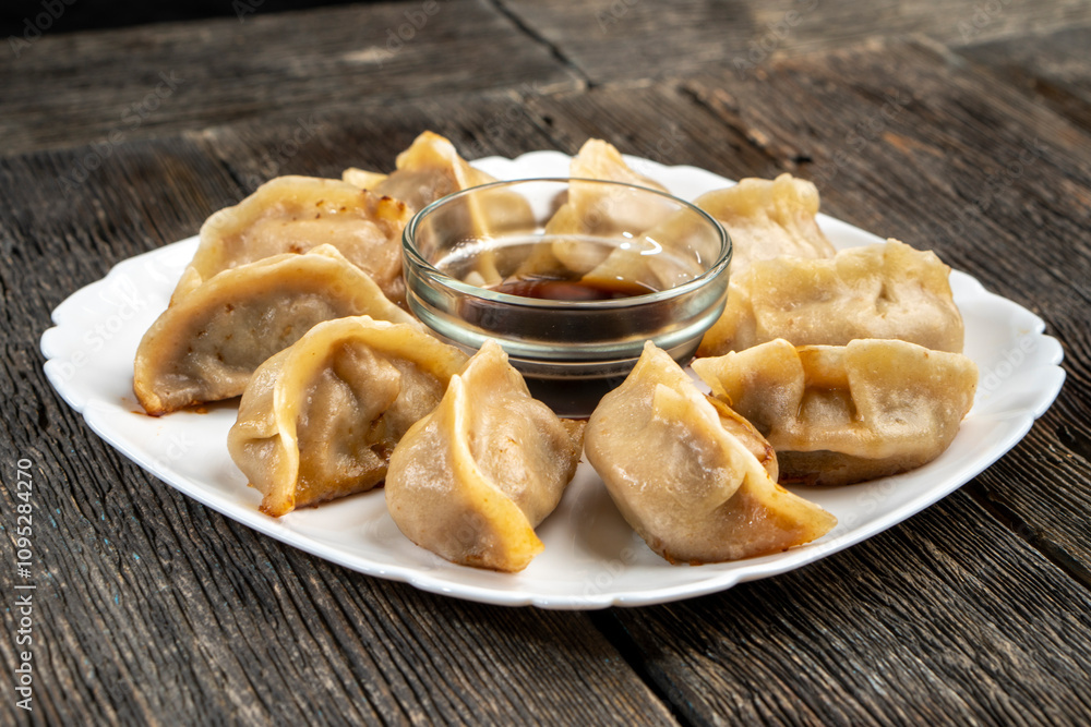 Chinese dumplings are a traditional dish for Chinese New Year. Food concept. Chinese food. dumplings with meat Chinese dumplings are a traditional dish for Chinese New Year. Food concept. Chinese food. dumplings with meat