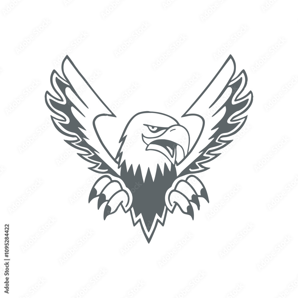 Fototapeta premium Eagle Mascot Logo silhouette Vector Wings Spread Design