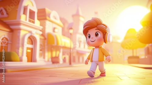 Obraz na płótnie Wireless Headphones Music Pastel colored 3D cartoon style illustration. w salonie