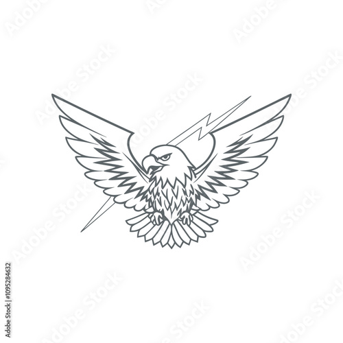 Eagle Mascot Logo silhouette Vector Wings Spread Design