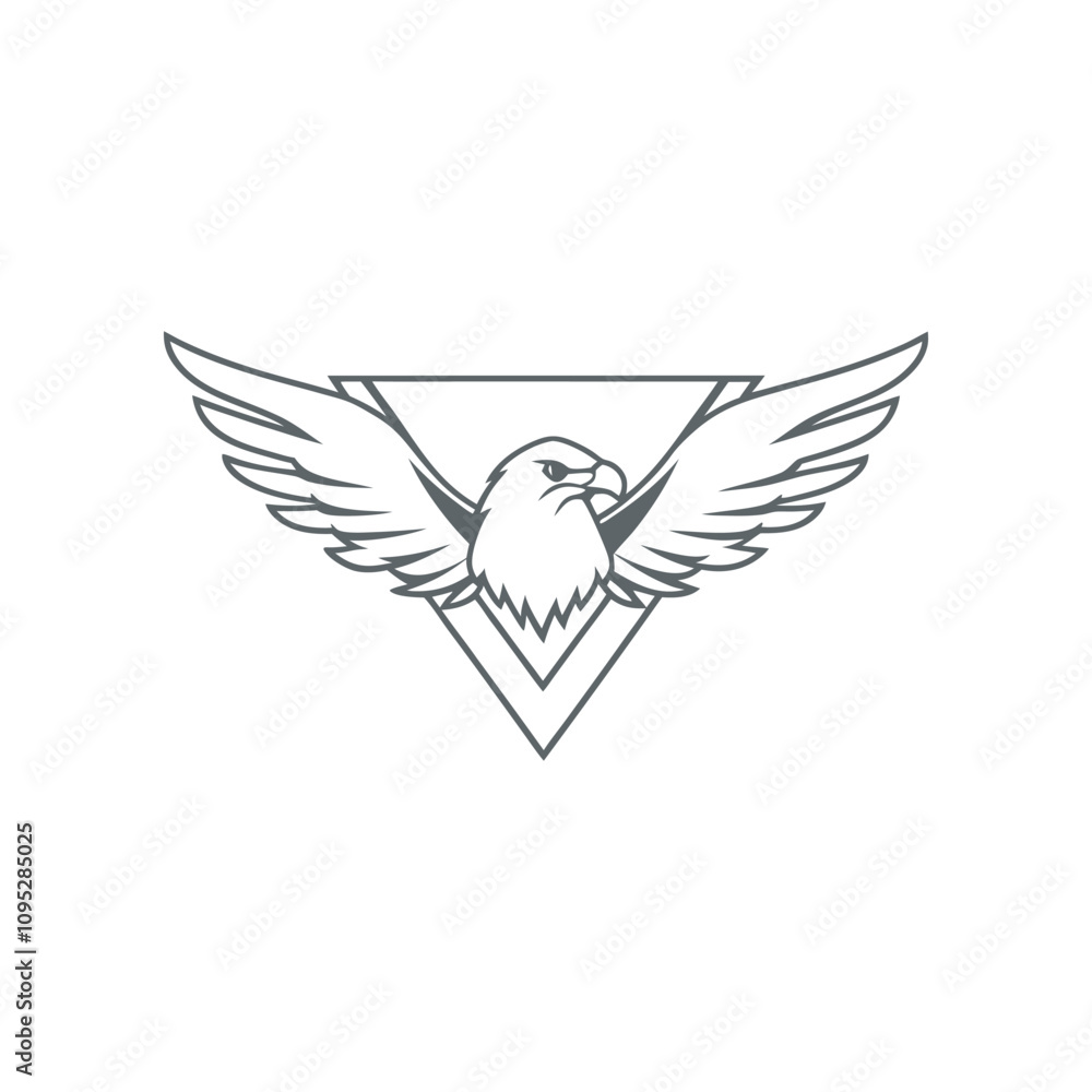 Fototapeta premium Eagle Mascot Logo silhouette Vector Wings Spread Design
