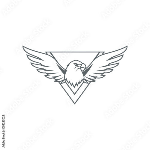 Eagle Mascot Logo silhouette Vector Wings Spread Design