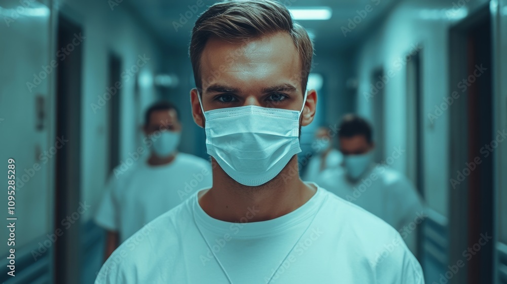 Masked Medical Professionals Standing at the Ready.Concept of Healthcare, pandemic, frontline workers, dedication, resilience,Healthcare, medical equipment, pharmaceutical, mental health Masked Medical Professionals Standing at the Ready.Concept of Healthcare, pandemic, frontline workers, dedication, resilience,Healthcare, medical equipment, pharmaceutical, mental health