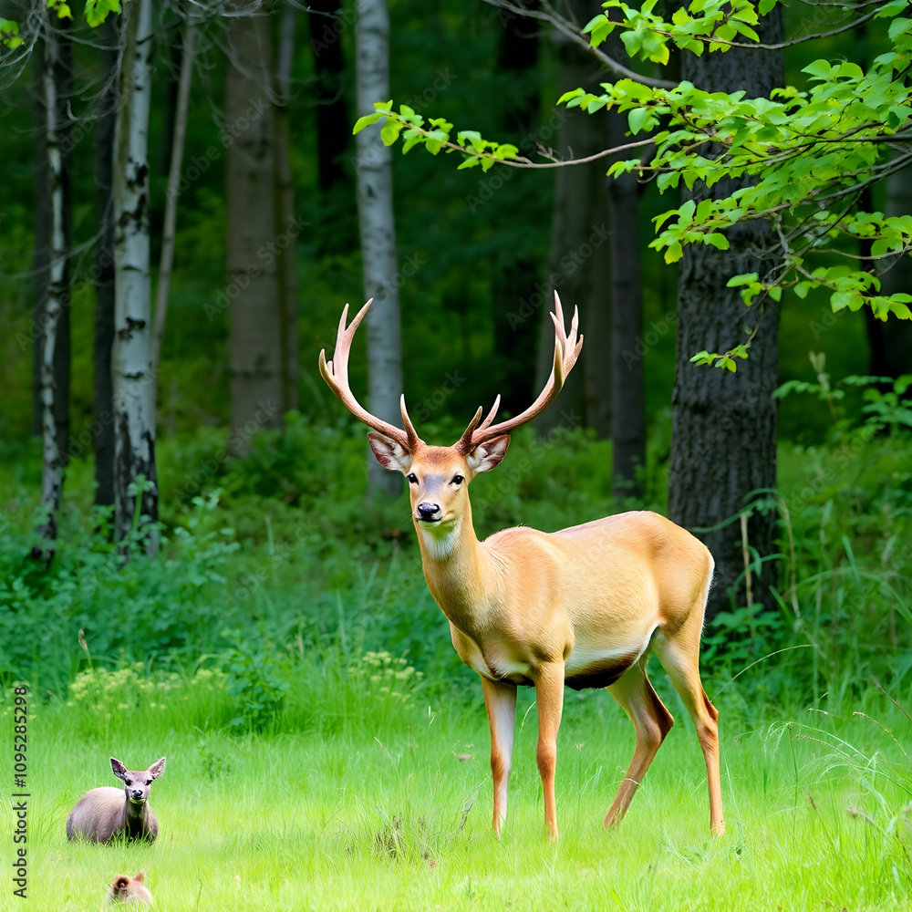 Red deer in the nature habitat Red deer in the nature habitat