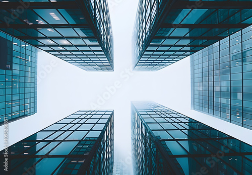 A low-angle view of tall buildings captured from bel 1721162654 3 photo