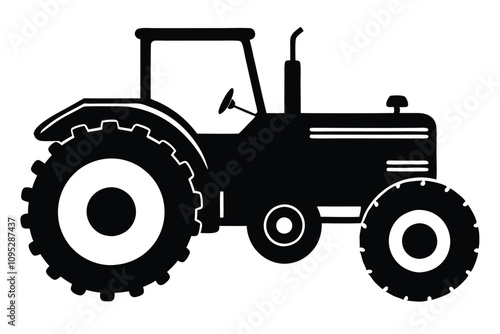 old tractor vector silhouette illustration. EPS File