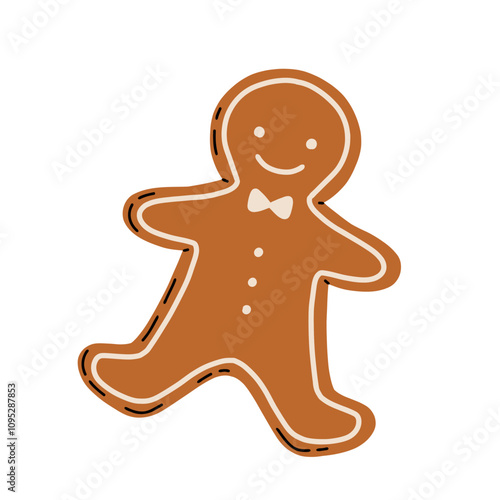 Christmas Gingerbread Cookies. Winter sweet homemade biscuits in different shapes isolated on white background.