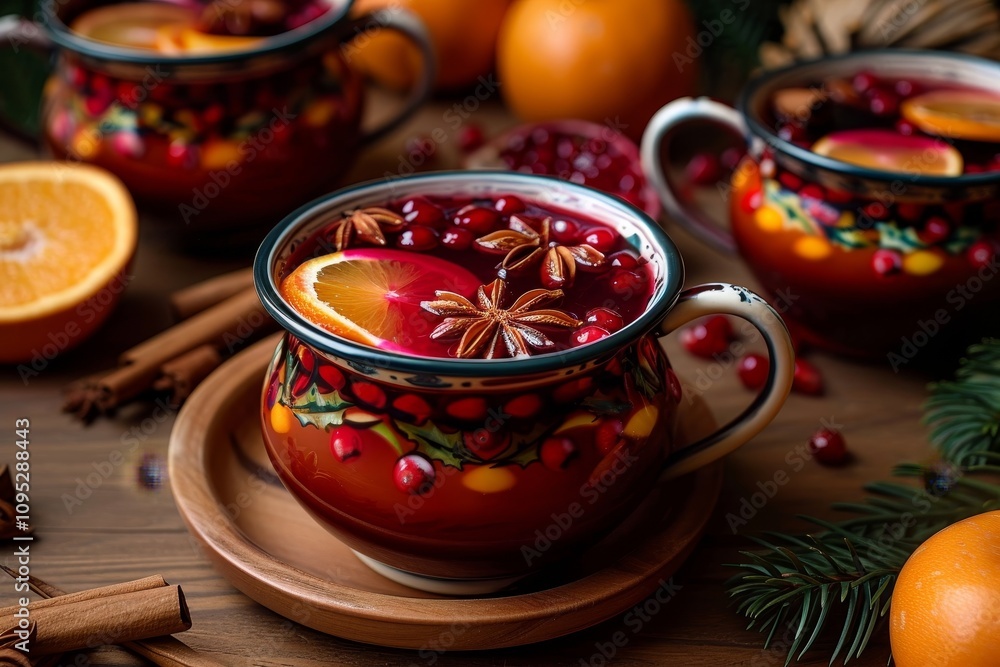 Warm mexican Ponche Navideno, a traditional fruit punch for las Posadas, Generative AI Warm mexican Ponche Navideno, a traditional fruit punch for las Posadas, Generative AI