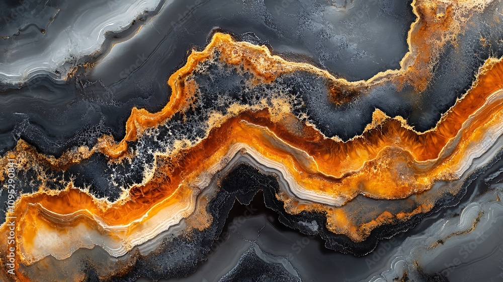 Fototapeta premium Vibrant translucent alcohol ink blending into dynamic marble textures