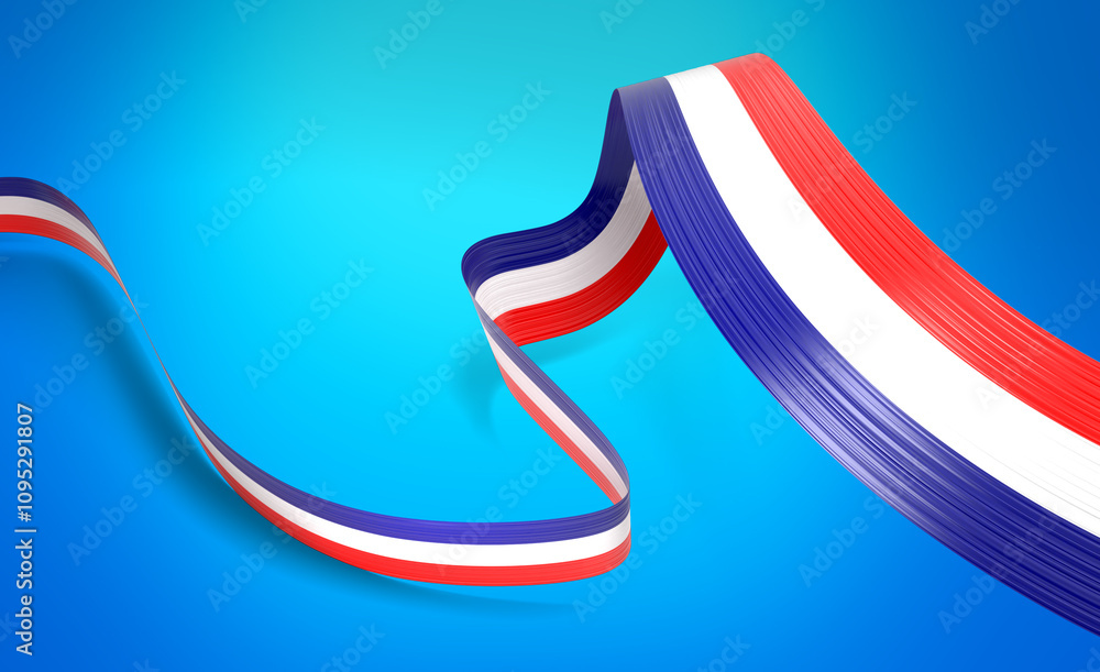 Fototapeta premium 3d Flag Of Croatia 3d Wavy Shiny Croatia Ribbon Flag Isolated On Sky Blue Background 3d Illustration