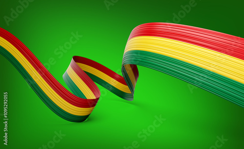 3d Flag Of Guinea 3d Wavy Shiny Guinea Ribbon Flag Isolated On Green Background 3d Illustration