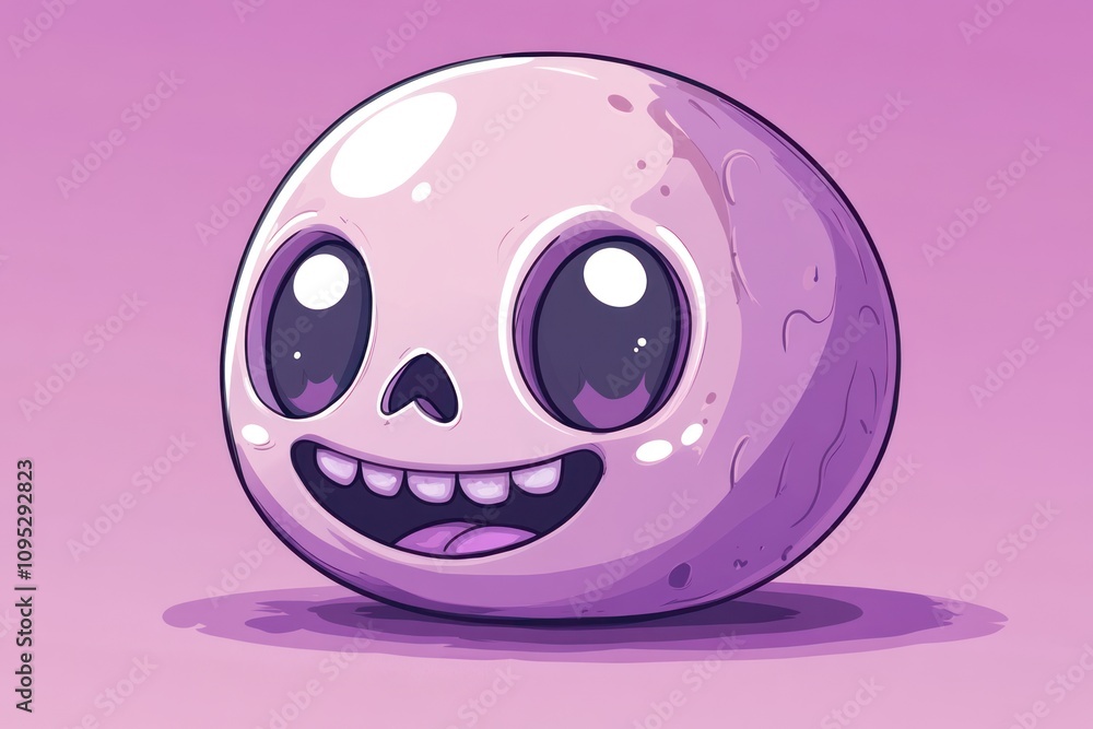 Happy Purple Sphere Skull Cartoon Character Happy Purple Sphere Skull Cartoon Character