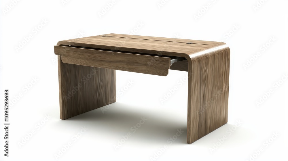 Modern minimalist wooden desk with sleek curved design Modern minimalist wooden desk with sleek curved design