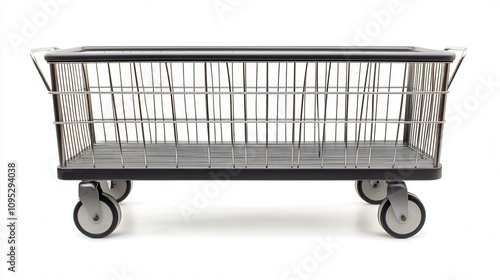 Empty shopping cart on white background - sleek modern minimalist design photo