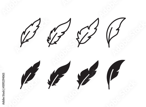 Feather icon vector, sign, symbol, logo, illustration, editable stroke, flat design style isolated on white linear