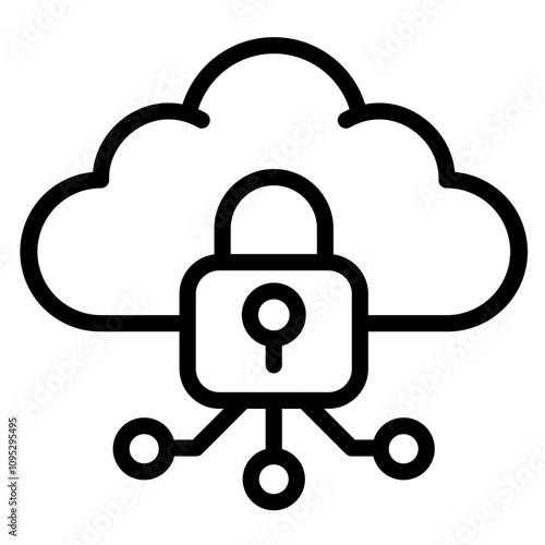 Secure Cloud Vector Icon Style  