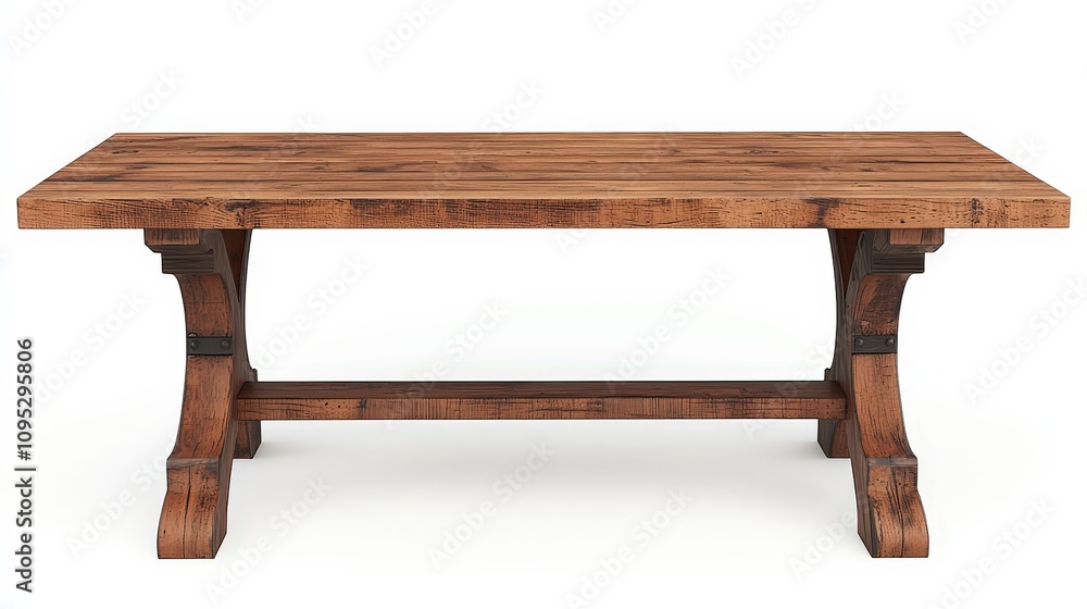Rustic wooden dining table with sturdy legs and natural finish Rustic wooden dining table with sturdy legs and natural finish