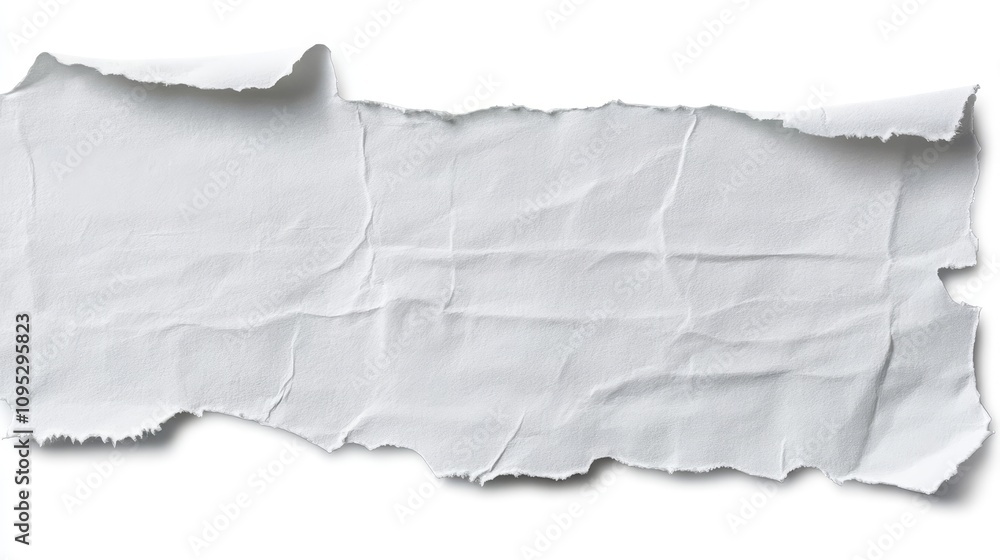 Top-Down View Crumpled White Paper Texture, Irregular Edges, Blank Space, Ripped, Tear Paper texture, torn paper, white background Top-Down View Crumpled White Paper Texture, Irregular Edges, Blank Space, Ripped, Tear Paper texture, torn paper, white background