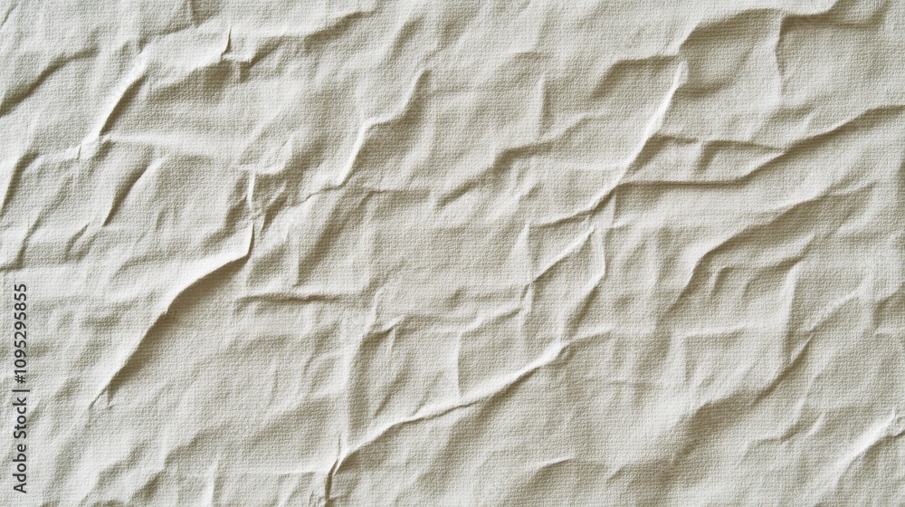 Top-Down View Crinkled Beige Fabric Texture, Close-up Photography, Wrinkled Surface Concept. Fabric Texture, Wrinkled Material, Beige Background Top-Down View Crinkled Beige Fabric Texture, Close-up Photography, Wrinkled Surface Concept. Fabric Texture, Wrinkled Material, Beige Background