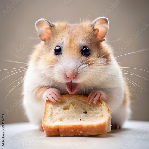 Hamster Nibbling on a Piece of Toast