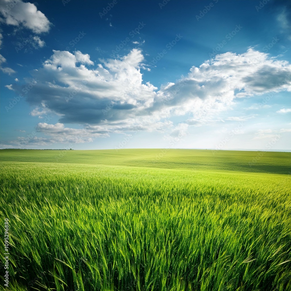 Green Field Beautiful Mount Sky and River Background AI Image Green Field Beautiful Mount Sky and River Background AI Image