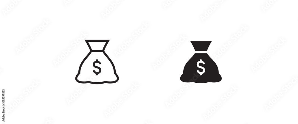 Sack icon, Money bag vector, sign, symbol, logo, illustration, editable stroke, flat design style isolated on white linear pictogram Sack icon, Money bag vector, sign, symbol, logo, illustration, editable stroke, flat design style isolated on white linear pictogram