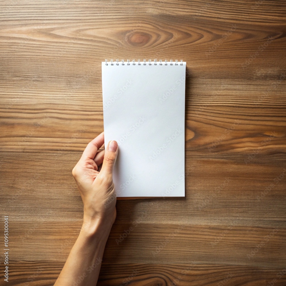 Hand Holding Blank Paper from Top View Hand Holding Blank Paper from Top View