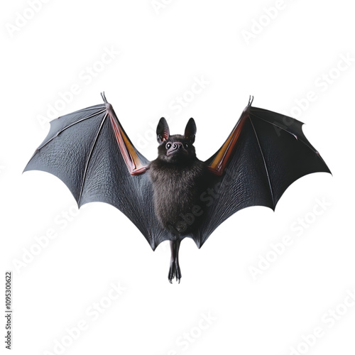 Minimalist bat in black isolated transparent background photo