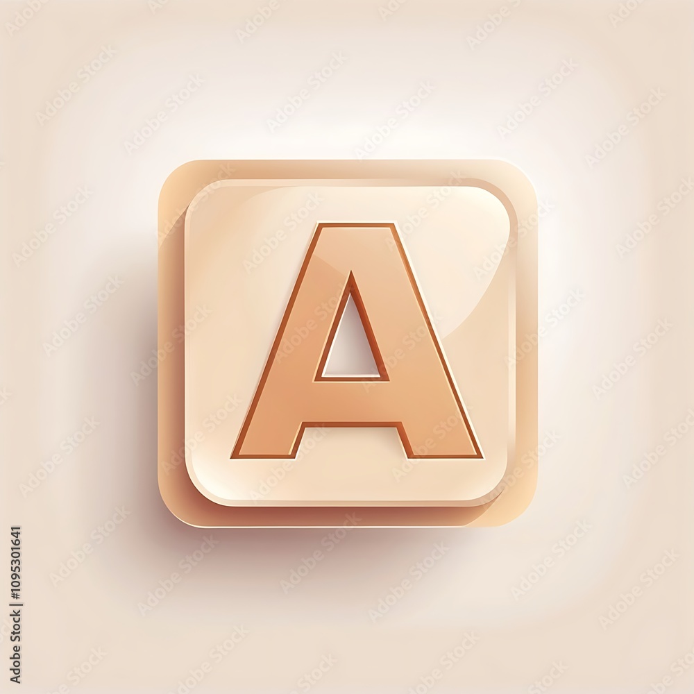 subtle style: letter A icon in beige square for UI UX subtle style: letter A icon in beige square for UI UX