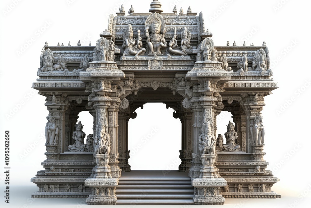 Ornate stone archway, Hindu temple details. Ornate stone archway, Hindu temple details.
