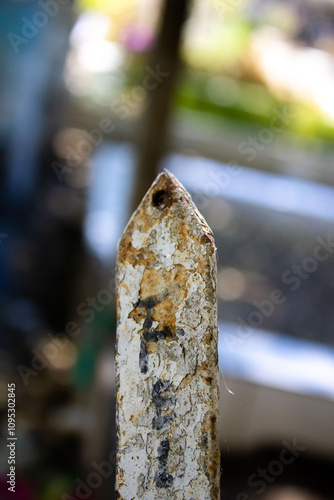 rusty and old metal tip