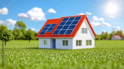 Wallpaper Mural An energy-efficient smart home featuring solar panels and a sophisticated technology monitoring system. Torontodigital.ca