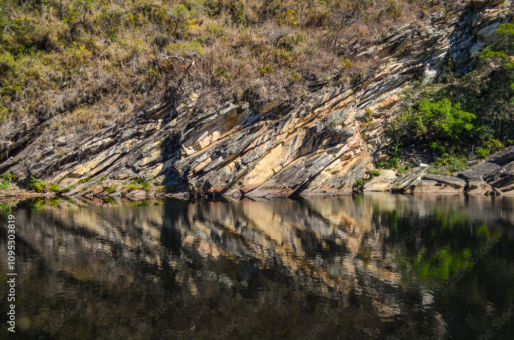 Nice region with river, calm water, good pools, clean beaches, all of them inside a mountain ridge called Serra do Cipo in Minas Gerais, Brazil. Nice region with river, calm water, good pools, clean beaches, all of them inside a mountain ridge called Serra do Cipo in Minas Gerais, Brazil.