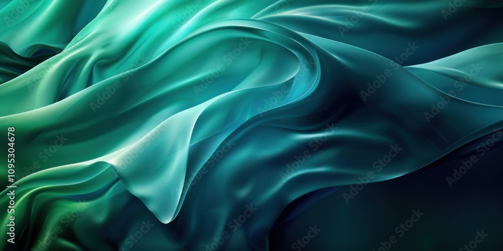 Fototapeta premium Abstract Green Fabric Swirls