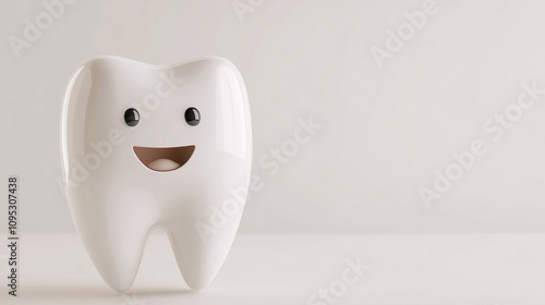 Happy Tooth Cartoon 3D Render Dental Care Oral Hygiene Childrens Dentistry Toothpaste Ad White