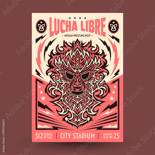 Mexican wrestling poster night design