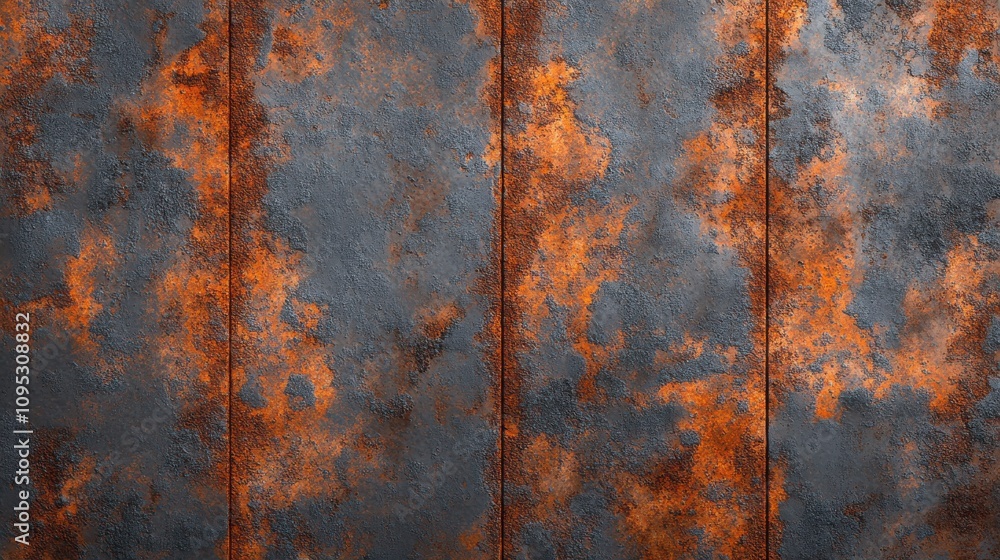 Textured metal surface with rust and corrosion, showcasing an intricate interplay of orange and gray colors. Textured metal surface with rust and corrosion, showcasing an intricate interplay of orange and gray colors.