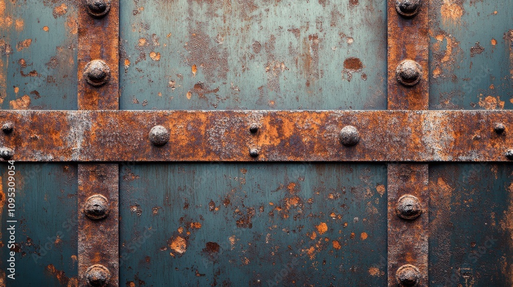Close-up view of a rusty metal surface with weathered bolts and a steel texture, evoking a sense of history and industrial charm. Close-up view of a rusty metal surface with weathered bolts and a steel texture, evoking a sense of history and industrial charm.